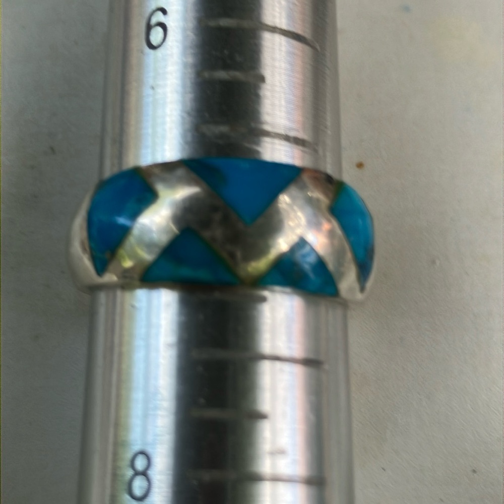 Silver Unlimited Sterling Silver and Blue Howlite Chevron Ring